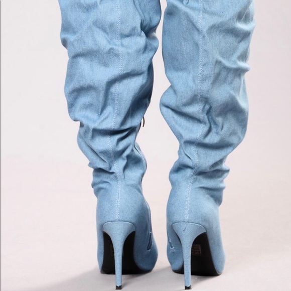 COPY - Fashion nova denim style knee high boots - Picture 2 of 4